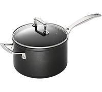 Le Creuset Toughened Non-Stick 18x11.1cm Saucepan with Helper Handle and Glass Lid, Aluminium, 51108180010302 , Black