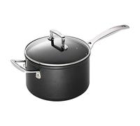LE CREUSET Toughened Non-Stick 20x12.2cm Saucepan w/Helper Handle and Glass Lid, Aluminium, 51108200010302, Black