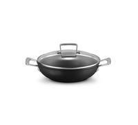 Le Creuset Toughened Non-stick Shalllow Aluminium Casserole Dish With Glass Lid 24cm