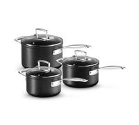 Le Creuset Toughened Non-Stick Saucepan Set with Lids- 3 Pieces, 16, 18, 20 cm, Black, 51803000010002