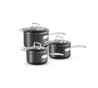 Le Creuset Toughened Non-Stick Saucepan Set with Lids- 3 Pieces, 16, 18, 20 cm, Black, 51803000010002