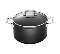 LE CREUSET Toughened Non-Stick Deep Casserole Pot with Glass Lid, Diameter 24 cm, Black, 962033240