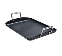 LE CREUSET Toughened Non-Stick Plain Rectangular Grill with Stainless Steel Handles, 35 x 25 cm, Black, 967004340