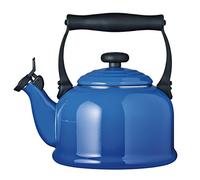 Le Creuset Traditional Stove-Top Kettle with Whistle, Suitable for All Hob Types Including Induction, Enamelled Steel, Capacity: 2.1 L, Marseille Blue, 92000800310000