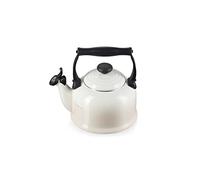 Le Creuset Traditional Stove-Top Kettle with Whistle, Suitable for All Hob Types Including Induction, Enamelled Steel, Capacity: 2.1 L, Meringue, 40102027160000