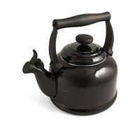 Le Creuset Traditional Stove-Top Kettle with Whistle, Suitable for All Hob Types Including Induction, Enamelled Steel, Capacity: 2.1 L, Black Onyx, 40102021400000