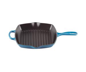 LE CREUSET Womens Signature Cast Iron Square Grillit - Marseille Blue, 26 cm