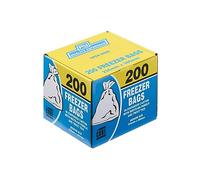 LE CUBE - 200 Pack Medium Freezer Bags - Clear Food Storage Bags With Twist Ties & Write-On Panel, Dispenser Box, Strong Plastic, For Freezer, Kitchen, Meal Prep, 23.5cm x 38cm