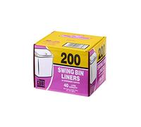 LE CUBE - 40 Litre Swing Bin Liners 200 Pack - White Unscented Bin Bags, Leak Resistant, Durable Waste Disposal Bags For Swing Bins, Kitchen, Office, High Volume Use, Dispenser Box, 114cm x 76cm
