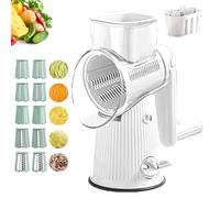 Le D Affaires 5 in 1 Cheese Grater, Le D'Affaires Cheese Grater, 5 in 1 Rotary Cheese Grater Vegetable Slicer, Le D Affaires 5 in 1 Gourmet Cheese Grater, for Fresh Cheese and Vegetable (White-A)