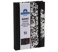 Le Dauphin - Ref. 167201D - 1 notebook - lined interior print - with black elastic closure band - dimensions 17 x 11 cm - vertical format - 192 pages - white marbled cover