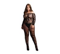 Le Desir Bodystocking With Off Shoulder Long Sleeves Size 14 To 20