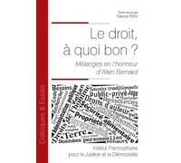 Le droit, à quoi bon ?: Mélanges en l'honneur d'Alain Bernard (Tome 137)