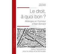 Le droit, à quoi bon ?: Mélanges en l'honneur d'Alain Bernard (Tome 137)