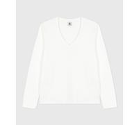 Le Droit Cotton T-Shirt with V-Neck and Long Sleeves White