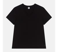 Le Droit T-Shirt in Plain Cotton with V-Neck Black