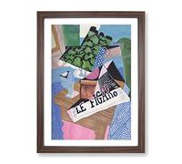 Le Figaro By Juan Gris Classic Painting Framed Print | A4 Walnut Framed Wall Art | Ready to Hang | Classic Historical Picture | Living Room Bedroom Lounge Office