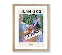 Le Figaro By Juan Gris Exhibition Museum Painting Framed Print | A4 Oak Framed Wall Art | Ready to Hang | Modern Historical Picture | Living Room Bedroom Lounge Office
