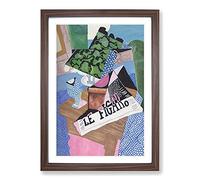 Le Figaro by Juan Gris Framed Print | A2 Walnut Framed Wall Art | Ready to Hang | Modern Nature Picture | Living Room Bedroom Lounge Office