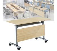le Folding Conference Table with Privacy Baffle & WheelsFlip Top Portable Office Desk for Classroom Meeting Room and Ma Centers
