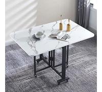 le Folding DropLeaf Table on Wheels Adjustable Feet SpaceSaving Expandable Metal e for Kitchen Dining Small Living AreasWhite