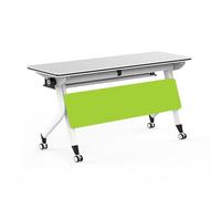 le Folding Table with Lockable Wheels Flip Top Design for Conference Meeting Classroom & Tring Use Space Saving with Sto Boohelf White h