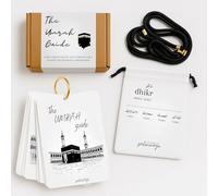 Le Guide du Pèlerinage Umrah Dua Cards - Step-by-Step Portable Guide with Pouch & Adjustable Lanyard - Waterproof & Durable 34 Pages