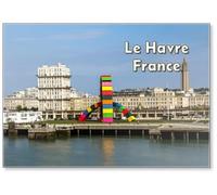 Le Havre, France : Contemporary Installation Catene De Containers by Vincent Ganivet in Southampton Port of Le Havre, France, to Commemorate City's 500th Anniversary, Fridge Magnet
