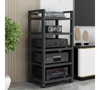 le HiFi Ste Rack Multifunctal o Stand with Wheels 1 4 Level Adjustable HiFi Sto for Living Room & Office Universal Rolling o Cabinet (Black H10)