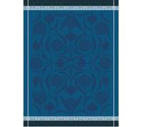 LE JACQUARD FRANÇAIS Elegant Floral Kitchen Towel Teal Blue Tablecloth Decorative Textile with Artichoke Design 100% Cotton