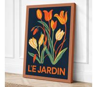 Le Jardin Tulips Botanical Canvas Wall Art Print 36x24 Inch (91 x 61 cm)