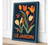 Le Jardin Tulips Botanical Canvas Wall Art Print 36x24 Inch (91 x 61 cm)