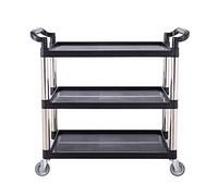 le Kitchen Cart with Handle Universal Lar Wheels 63.5cm Service Trolley for Restaurants Hotels & Catering Grey (Black) Dimeons: 107 x 51 x 97 cm