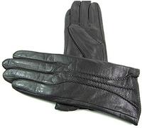 LE Ladies Real Leather Stripe Detail Gloves (Small, Grey)