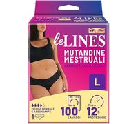 Le Lines Women's Menstrual Underpants Size L - Washable and Reusable Absorbent Briefs for up to 100 Washes, Protection up to 12 Hours, Invisible for Normal and Abundant Flow, 4 Layer Technology