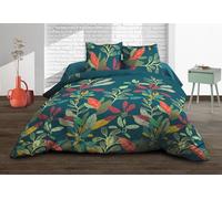Le linge de Jules Acapulco Flat Sheet + Fitted Sheet 160 x 200 cm + 2 T Pure Cotton 57 Thread Count