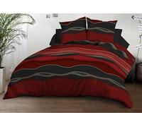 Le linge de Jules Baltic Red Flat Sheet + Fitted Sheet 140 x 190 cm + 2 Pillowcases - Soft and Durable Microfibre - Easy Care
