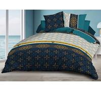 Le linge de Jules Biarritz Duvet Cover 220 x 240 cm + 2 Pillowcases - Soft and Durable Microfibre - Easy Care - Blue