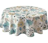 Le linge de Jules Bloom Stain-Resistant Tablecloth Oval 150 x 240 cm, Blue, Beige