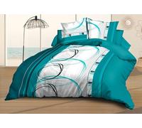 Le linge de Jules Duvet Cover 240 x 260 cm + 2 Pillowcases - Soft and Durable Microfibre - Easy Care - Turquoise