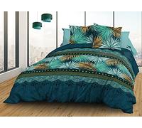 Le linge de Jules Duvet Cover Set, Cotton, Blue, Green, Saffron, 240 x 260 cm