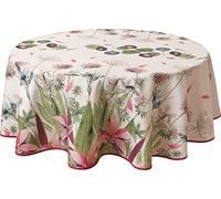 Le linge de Jules Ipomée Stain-Resistant Tablecloth Oval 150 x 240 cm, Pink, Green, Blue, Plum