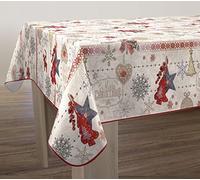 Le linge de Jules Joyeux-Noël-Rectangle-150-x-300 Stain-Resistant Rectangular Tablecloth, Merry Christmas, Length 300 cm, Width 150 cm