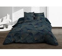 Le linge de Jules Olinda Blue Flat Sheet + Fitted Sheet 160 x 200 cm + 2 T Sheets - 57 Thread Count