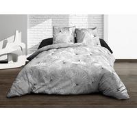 Le linge de Jules Olinda Grey Flat Sheet + Fitted Sheet 140 x 190 cm + 2 T Pure Cotton 57 Thread Count
