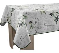 Le linge de Jules Provence Stain-Resistant Tablecloth Rectangular 150 x 350 cm, Green, Ecru, Grey, Black