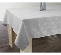 Le linge de Jules Stain-Resistant Damask Tablecloth 150 x 150 cm Pearl Grey