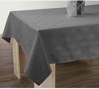 Le linge de Jules Stain-Resistant Damask Tablecloth 150 x 240 cm Anthracite Grey