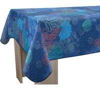 Le linge de Jules Stain-Resistant Tablecloth Coral Rectangular 150 x 240 cm, Coral and Blue