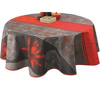 Le linge de Jules Stain Resistant Tablecloth RED Lotus - Size: Ø 160 cm Round